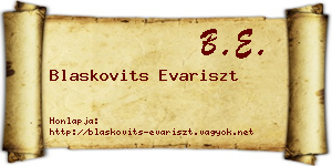 Blaskovits Evariszt névjegykártya